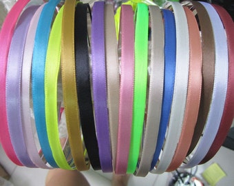 36pcs Mixed color (18color) Metal Headband with satin 5mm Wide