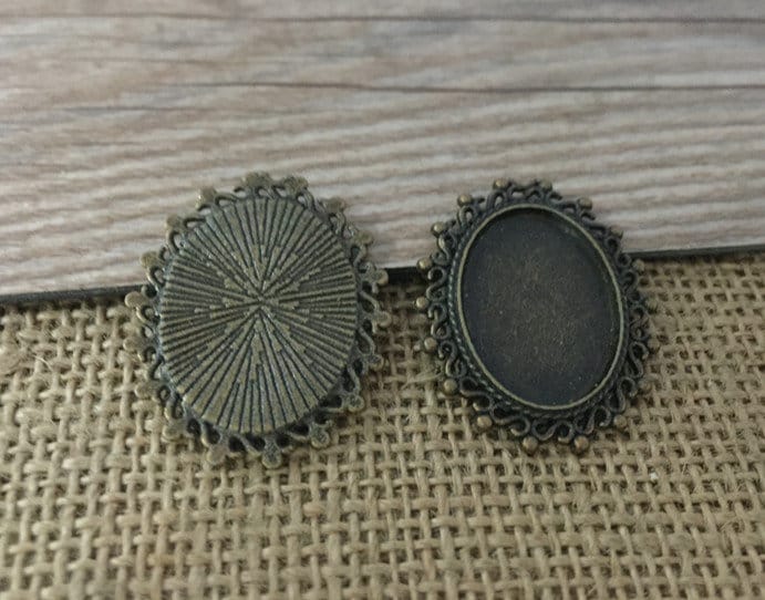 18mmx25mmアンティークブロンズトレイ10個 - Etsy 日本