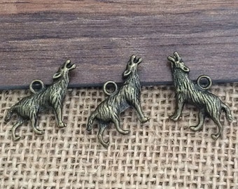 20pcs 26x16mm wolf charm  —antique bronze charm pendant Jewelry Findings