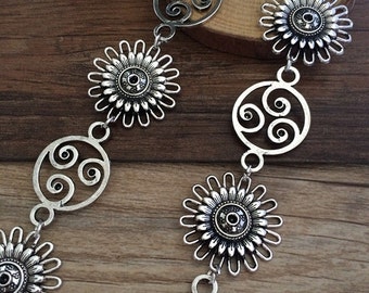 1m antique Silver  Chain flower chain