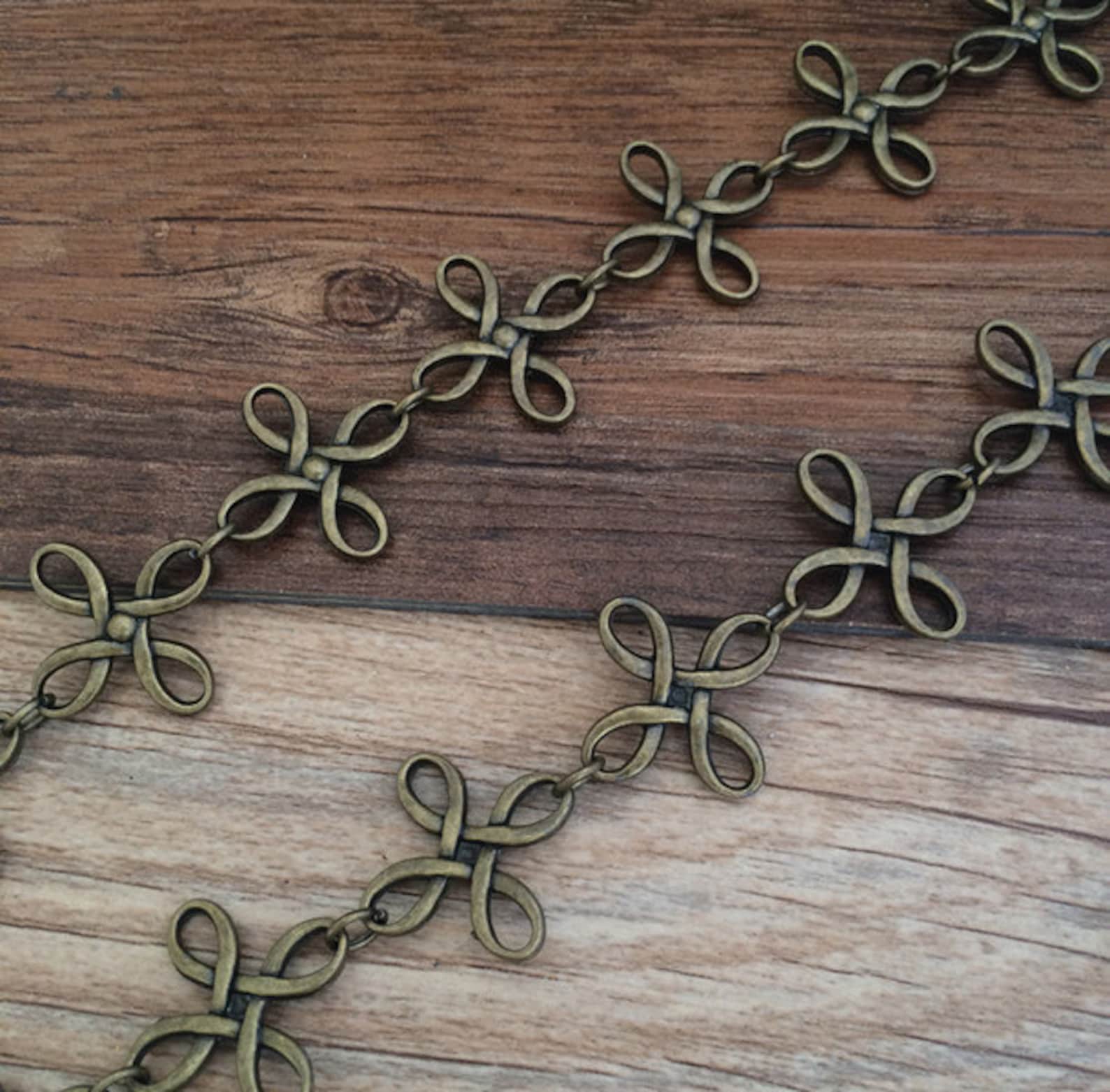 1m Antique Bronze Necklace Chain Flower Chain for Jewelry Making Etsy
