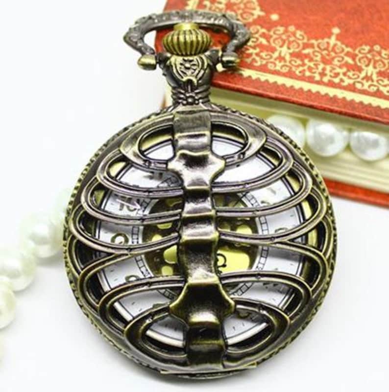 1pcs 45mmx45mm Bronze Backbone Pocket Watch Charms Pendant Image 0