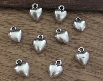 50pcs 10x9mm Silver Brass Heart Charm --Silver charm pendant  Jewelry Findings