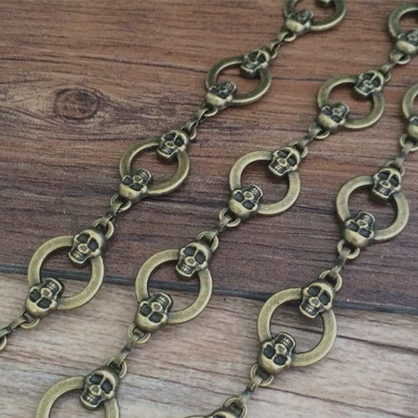 Chaîne de crâne de chaîne de collier en bronze antique de 1 m pour la fabrication de bijoux