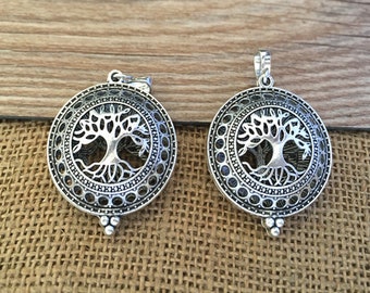 3pcs  34mm  Antique Silver Tree  Wishing Box charms pendant