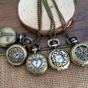 5pcs Small series Round Bronze  pocket watch charms pendant   25mmx25mm