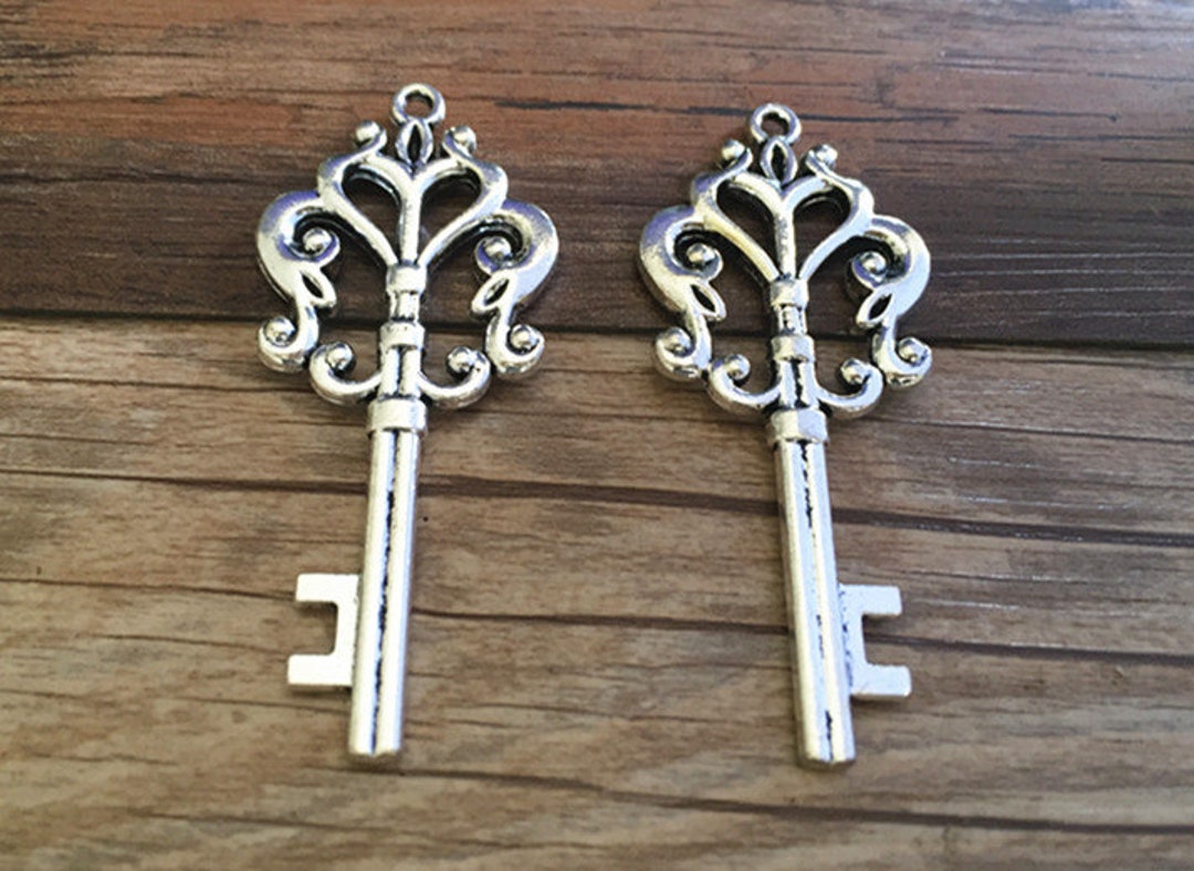 Lot De 10 Breloques/pendentifs Vintage En Bronze Antique - Style Clé, Couleur Marron, Provenance Chine