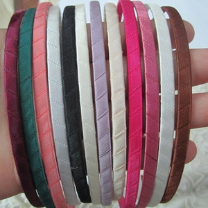 30pcs Assorted Colors (12 color) Satin Covered  Metal Headband 5mm Wide