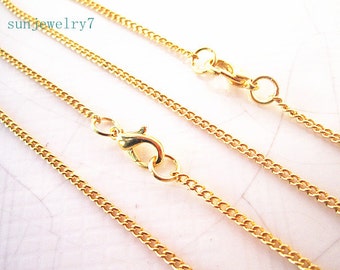 20pcs 50cm Gold Color Necklace Chain For Jewelry Making 1mmx2mm