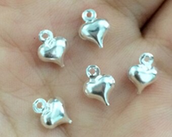 50pcs 6x9mm  Silver Heart Charm --bronze  charm pendant  Jewelry Findings