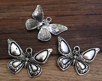 20pcs 30x 22mm  Butterfly  Charm--antique silver charm pendant Jewelry Findings