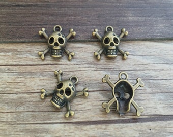 25pcs 16x15mm  Skull Charm- antique bronze Charm Pendant Jewelry Findings