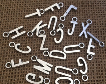 52pcs  17MM Different antique silver English alphabet  Charm-  antique silver  charm pendant  Jewelry Findings