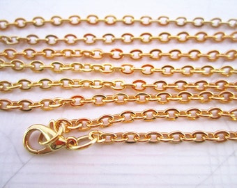 15Pcs Of 28 inch  Gold Plated  Flat Oval Necklace Chain3mmx4mm For Jewelry making