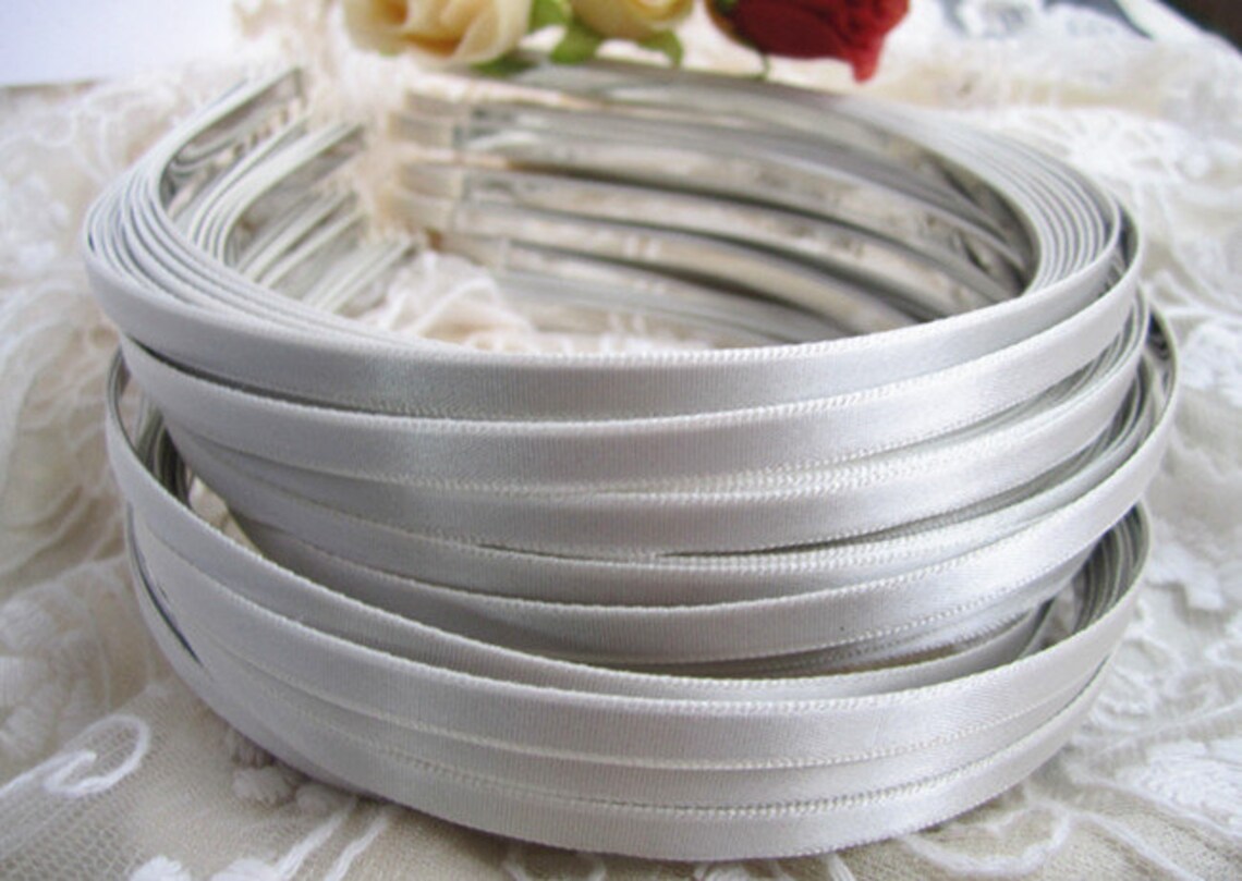 20pcs White Metal Headband With Satin 5mm Wide Etsy