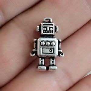 20pieces 18 * 11 m m encanto de Robot 3D - plata antigua encanto colgante fornituras