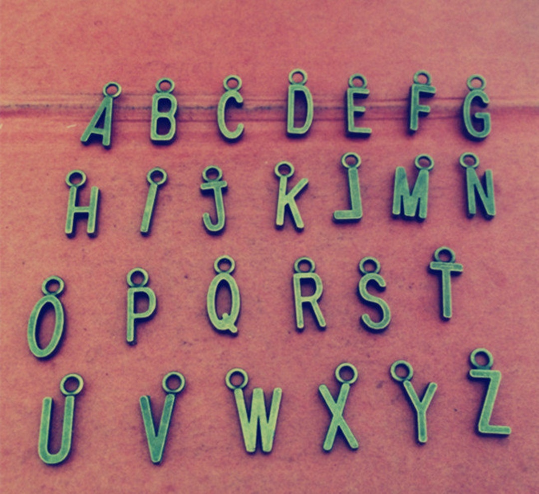 52pcs Different Bronze English Alphabet Charm Antique Bronze Charm