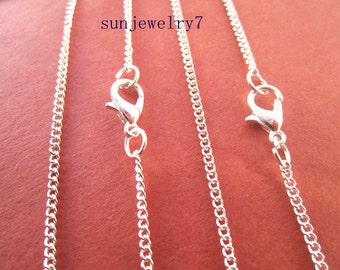 20 unids 46cm plata color collar cadena para joyería haciendo 1mmx2mm