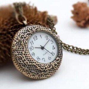 1pcs  30mm Moon Bronze quartz  pocket watch charms pendant