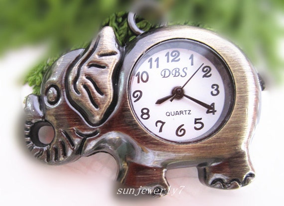 26mmx41mm Bronze Color Elephant Pocket Watch Charms Pendant 