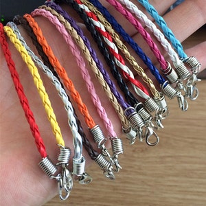 100pcs 7-9inch adjustable mixed colors braided leather cord bracelet 3.0mm image 3