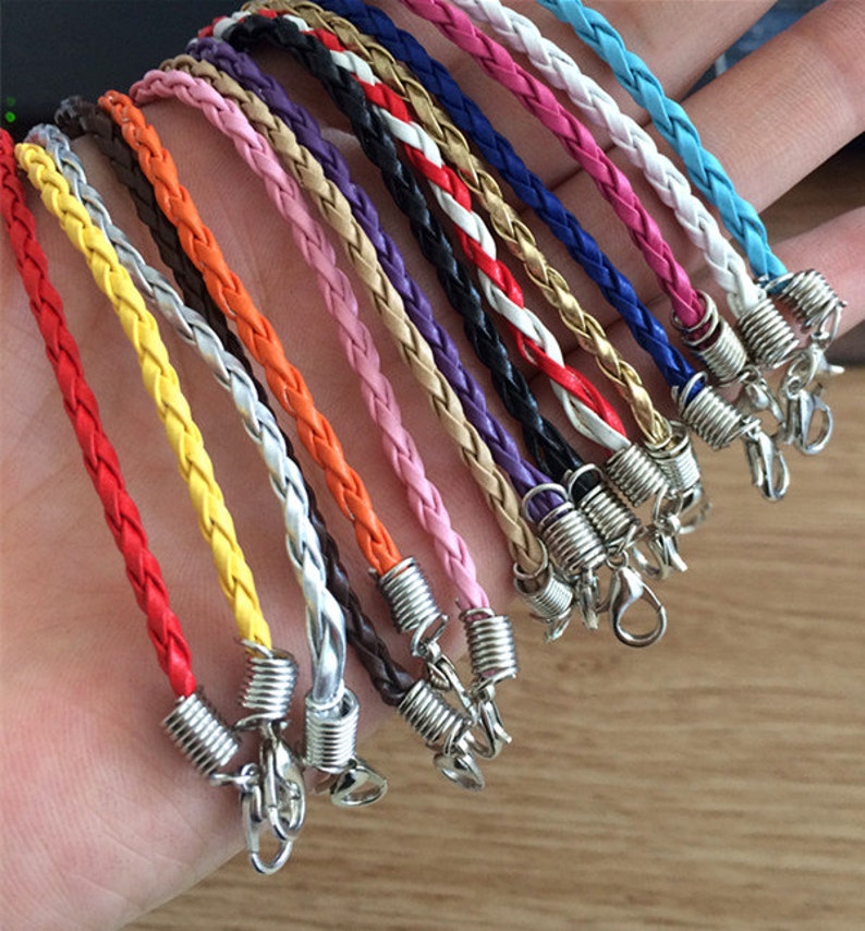 100pcs 7-9inch adjustable mixed colors braided leather cord bracelet 3.0mm image 3
