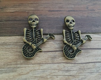 3pcs 45x33mm  Skull  Pendant   - antique bronze Charm Pendant Jewelry Findings