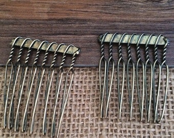 8Teeth bronze Metal  Hair Combs  10pieces