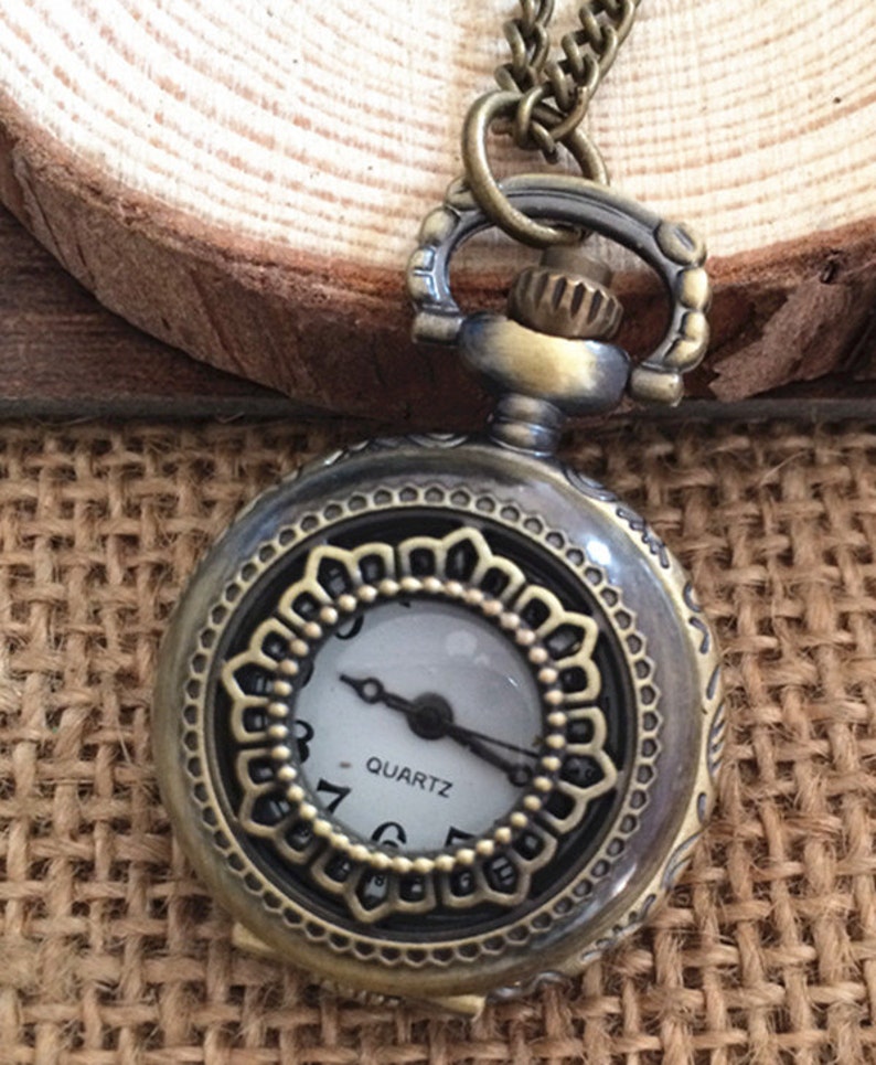 1pcs 25mmx25mm Bronze Color Flower Pocket Watch Charms Pendant Etsy