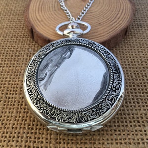 1pcs 45*45mm DIY Silver pocket watch charms pendant