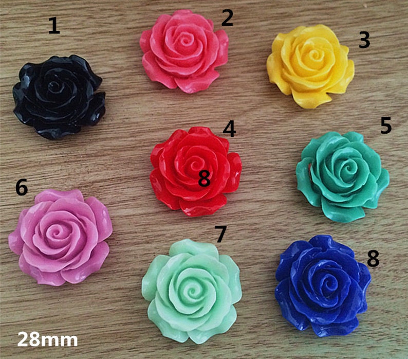 16pcs 28mm Mixed color resin flower