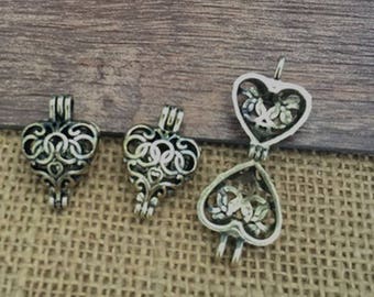 5pcs  17mmx24mm  Antique Bronze Heart  Wishing Box charms pendant