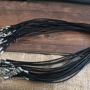 Cordoncino per collana nero in vera pelle regolabile da 20 pezzi da 18-20 pollici 2,0 mm