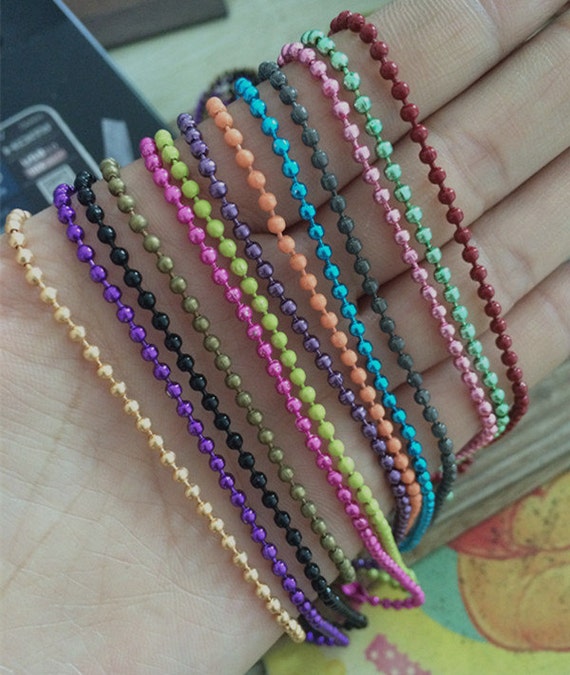 20pcs 68cm 2.4mm Mixed Color Ball Chain Necklace Chain With
