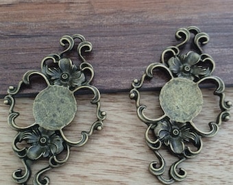 20pieces 27x43mm   Bronze Flower Charm Connector