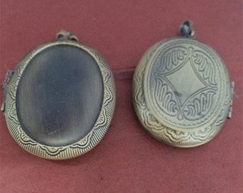 2pcs  46mmx38mm Antique Bronze Oval Photo Box  charms pendant