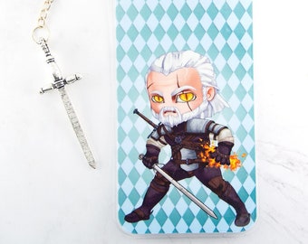 Geralt of Rivia - The witcher - kawaii chibi fanart art bookmark sword page marker knight  - gift for gamer