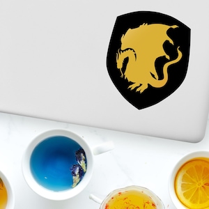 King Arthur sticker Pendragon knight shield with gold dragon vinyl decal metallic arthurian merlin laptop car art image 1