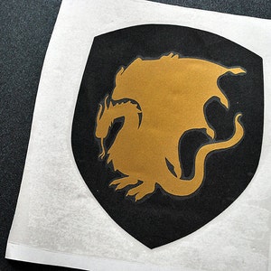 King Arthur sticker Pendragon knight shield with gold dragon vinyl decal metallic arthurian merlin laptop car art image 2