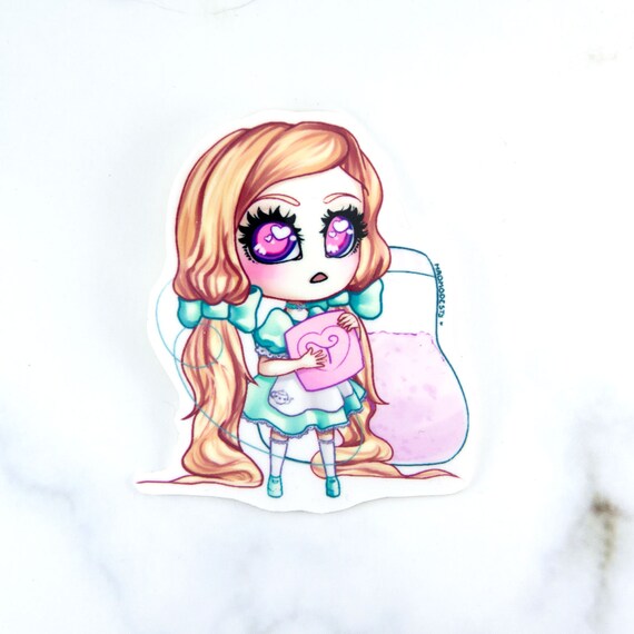 Kawaii Chibi Maid Sticker Cute Manga Lolita Girl Pink Tea Theme Stationery Anime Style