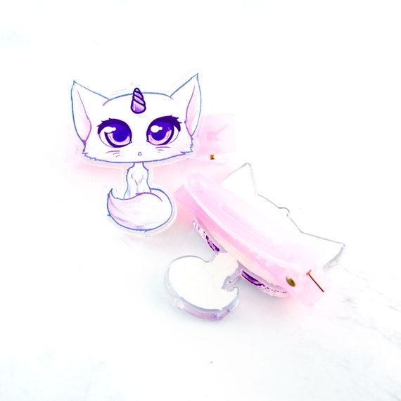 Cute Unicorn Cat Hair Clips Pastel Pink Anime Manga Kitty - Etsy Cute Unicorn Cat Hair Clips Pastel Pink Anime Manga Kitty - Etsy