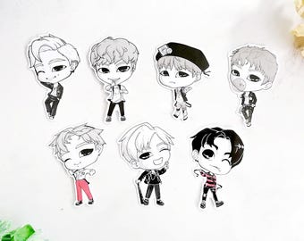 cute chibi BTS stickers - bangtan art OT7 vinyl , Namjoon, RM, Yoongi, suga, Jin, J-hope, Jimin, V, Taehyung, Jungkook war of hormone