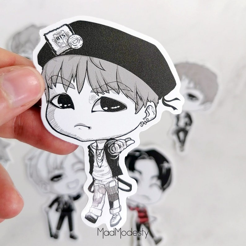 BTS stickers bangtan art chibi OT7, Namjoon, RM, Yoongi, suga, Jin, J-hope, hoseok, Jimin, V, Taehyung, Jungkook war of hormone vinyl image 5