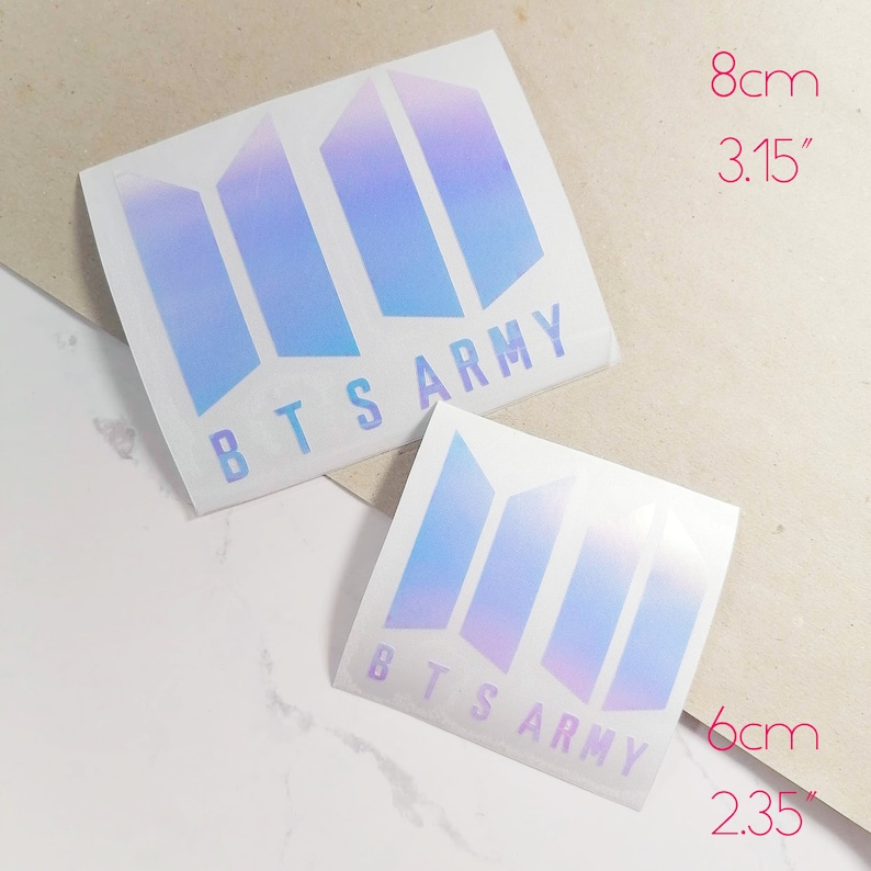 BTS army logo decal SET holographic holo silver Kpop waterproof sticker diy bangtan sonyeondan vinyl image 5