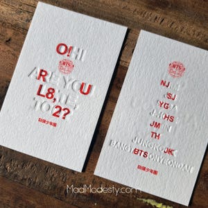 Carte de collection inspirée BTS O!RUL8,2 - espace de remplissage pour classeur k-pop, suivi de la liste de souhaits et espace réservé pour la liste de contrôle - carte avec photo bangtan pc