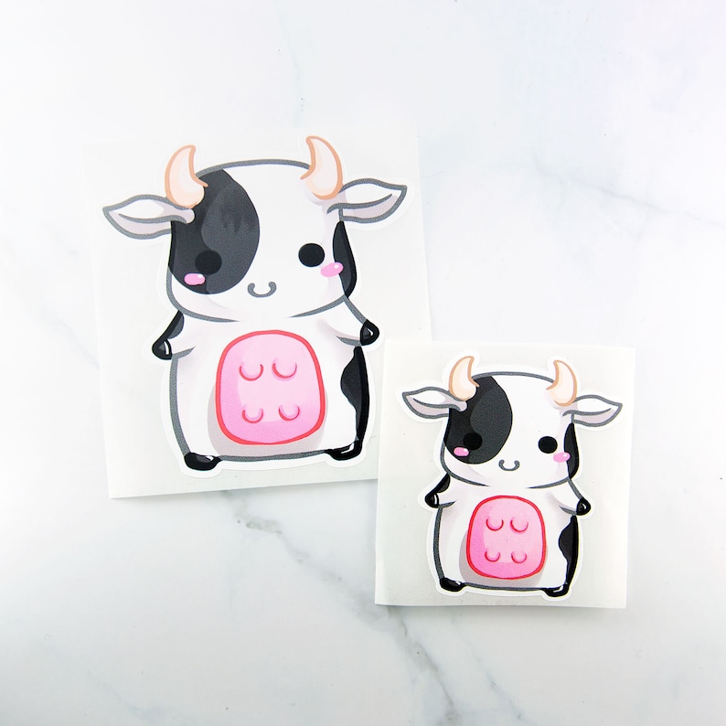 Kawaii chibi baby cow sticker cute art farm animal planner stationery anime style image 4