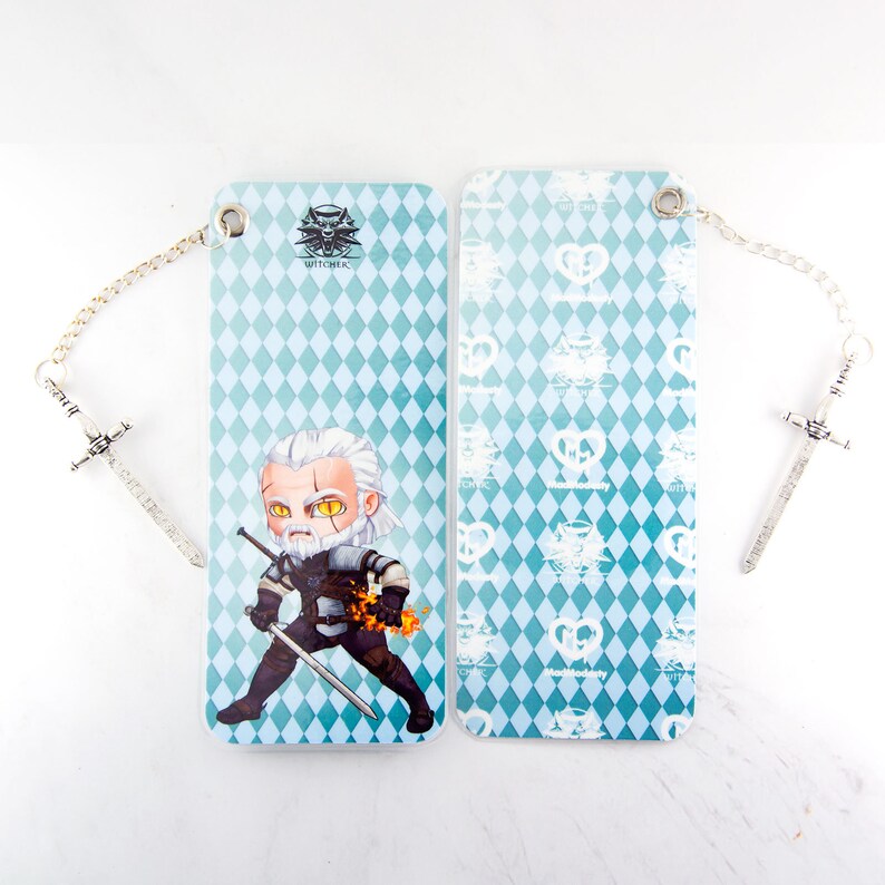 Geralt of Rivia The witcher kawaii chibi fanart art bookmark sword page marker knight gift for gamer image 5