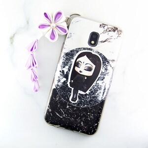 Cute chibi elegant goth girl sticker art classic gothic lady fashion planner dark stationery gift Wednesday addams image 3