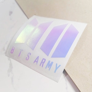 BTS + army logo decal SET - holographic holo silver Kpop waterproof sticker diy bangtan sonyeondan vinyl