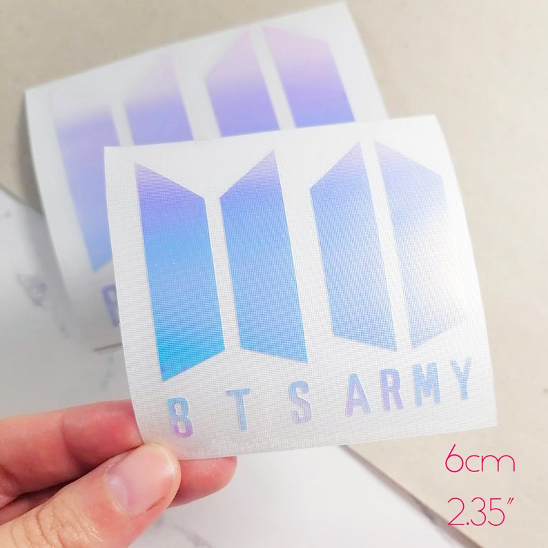 BTS army logo decal SET holographic holo silver Kpop waterproof sticker diy bangtan sonyeondan vinyl Holographic